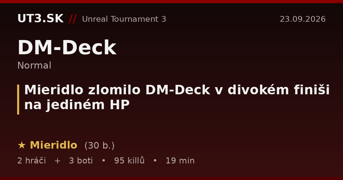 Mieridlo zlomilo DM-Deck v divokém finiši na jediném HP