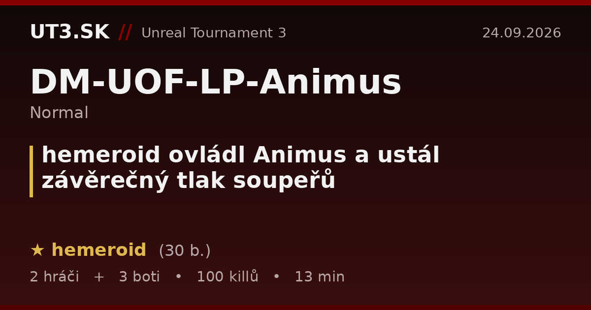 hemeroid ovládl Animus a ustál závěrečný tlak soupeřů