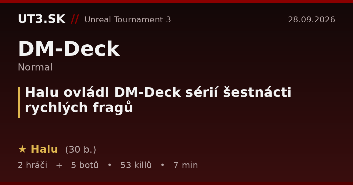 Halu ovládl DM-Deck sérií šestnácti rychlých fragů