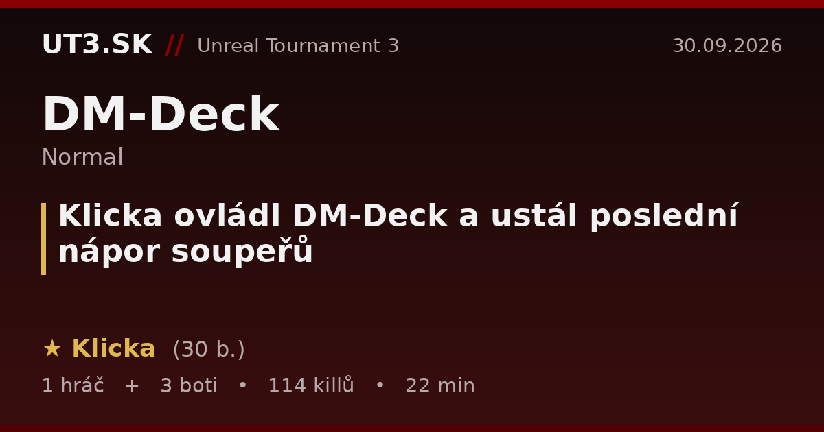 Klicka ovládl DM-Deck a ustál poslední nápor soupeřů