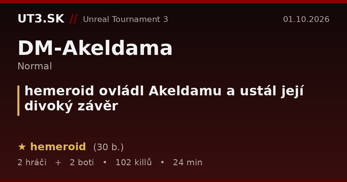 hemeroid ovládl Akeldamu a ustál její divoký závěr