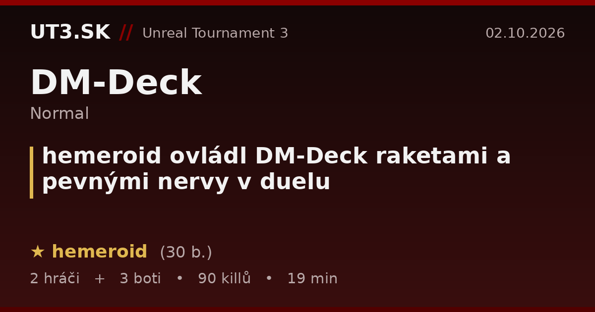 hemeroid ovládl DM-Deck raketami a pevnými nervy v duelu