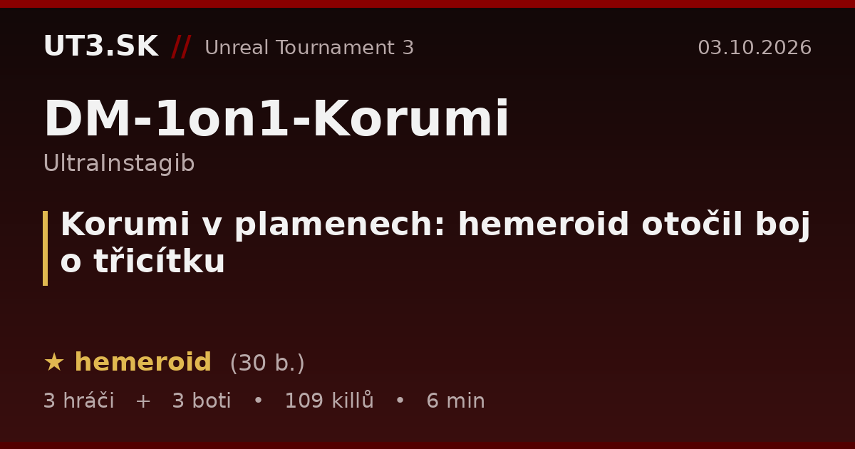 Korumi v plamenech: hemeroid otočil boj o třicítku