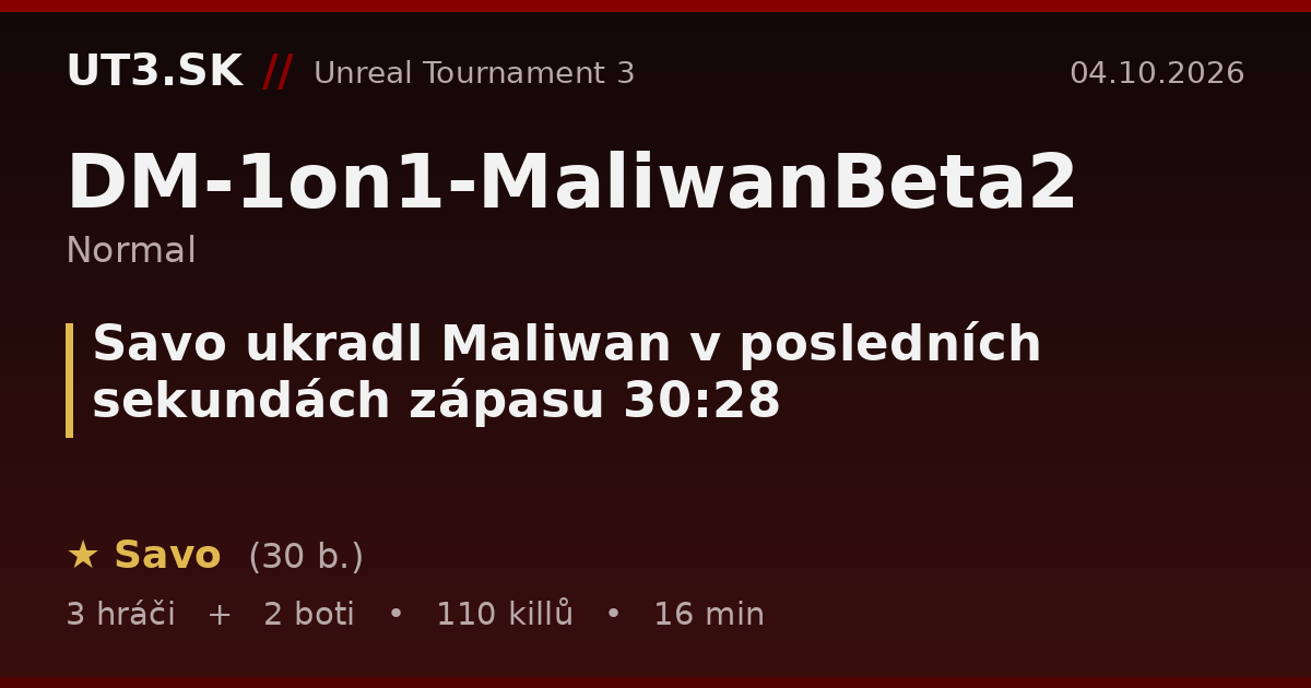 Savo ukradl Maliwan v posledních sekundách zápasu 30:28