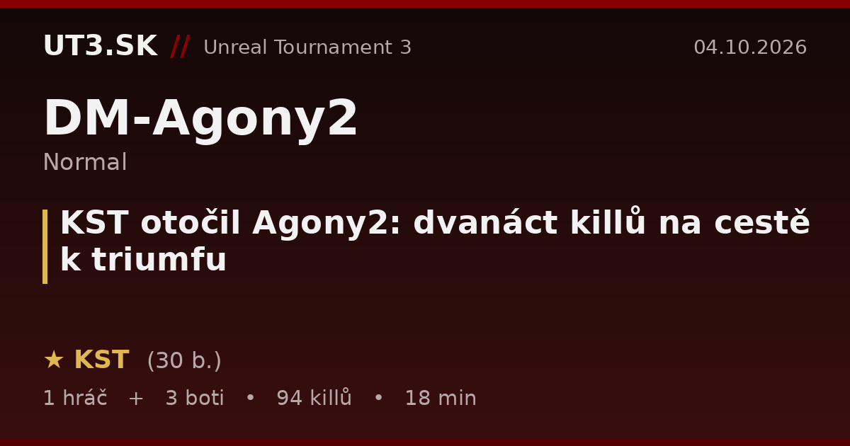 KST otočil Agony2: dvanáct killů na cestě k triumfu