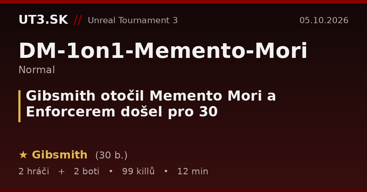 Gibsmith otočil Memento Mori a Enforcerem došel pro 30
