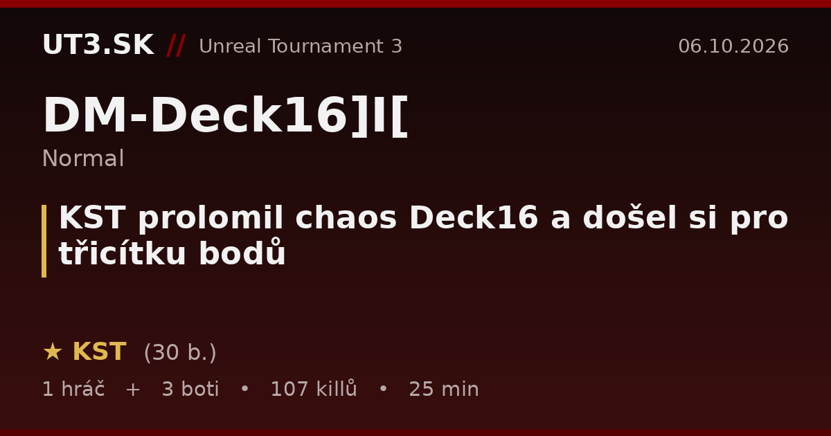 KST prolomil chaos Deck16 a došel si pro třicítku bodů