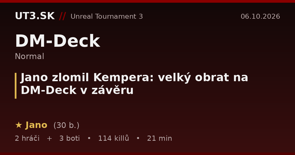Jano zlomil Kempera: velký obrat na DM-Deck v závěru