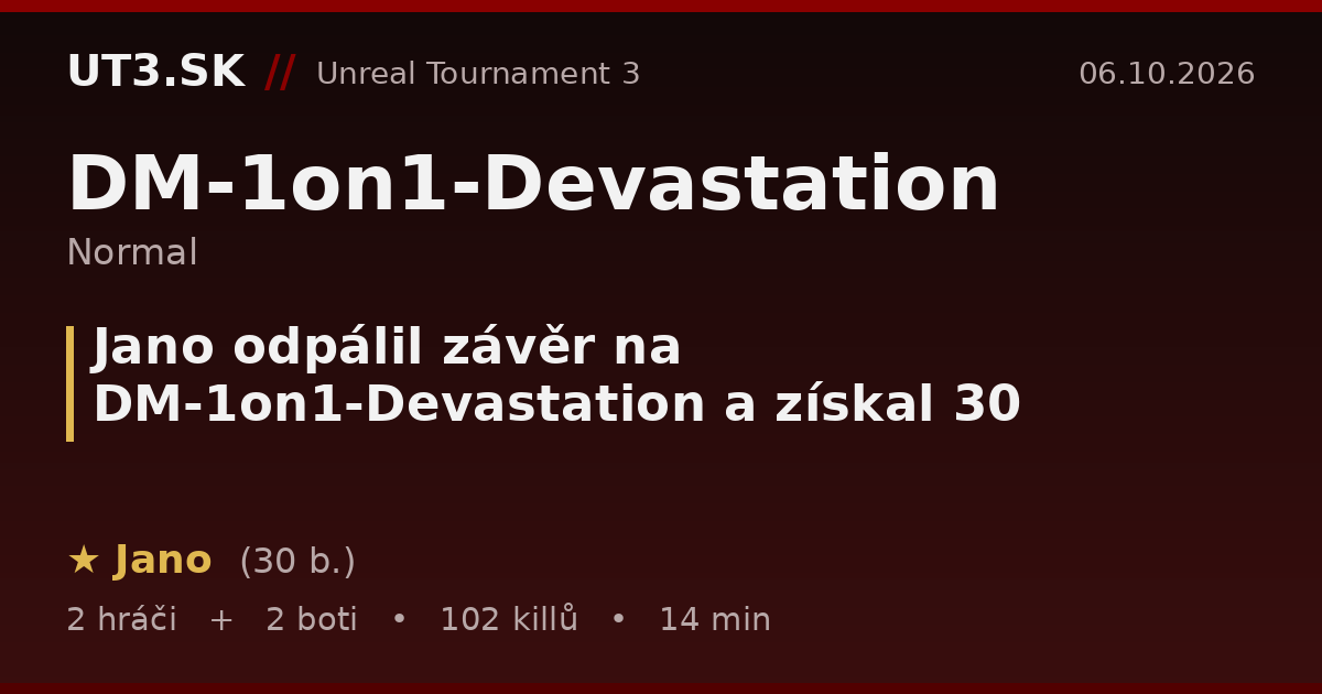 Jano odpálil závěr na DM-1on1-Devastation a získal 30