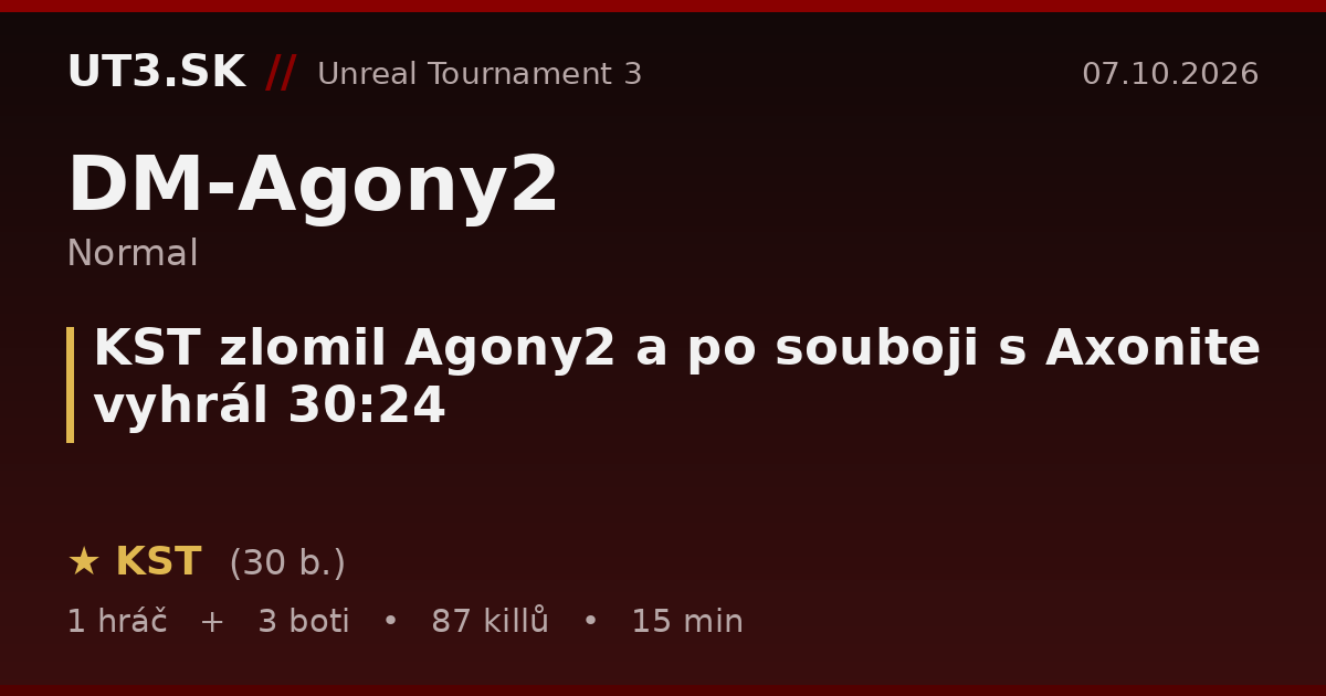 KST zlomil Agony2 a po souboji s Axonite vyhrál 30:24