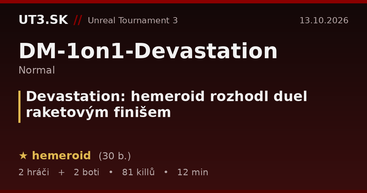 Devastation: hemeroid rozhodl duel raketovým finišem