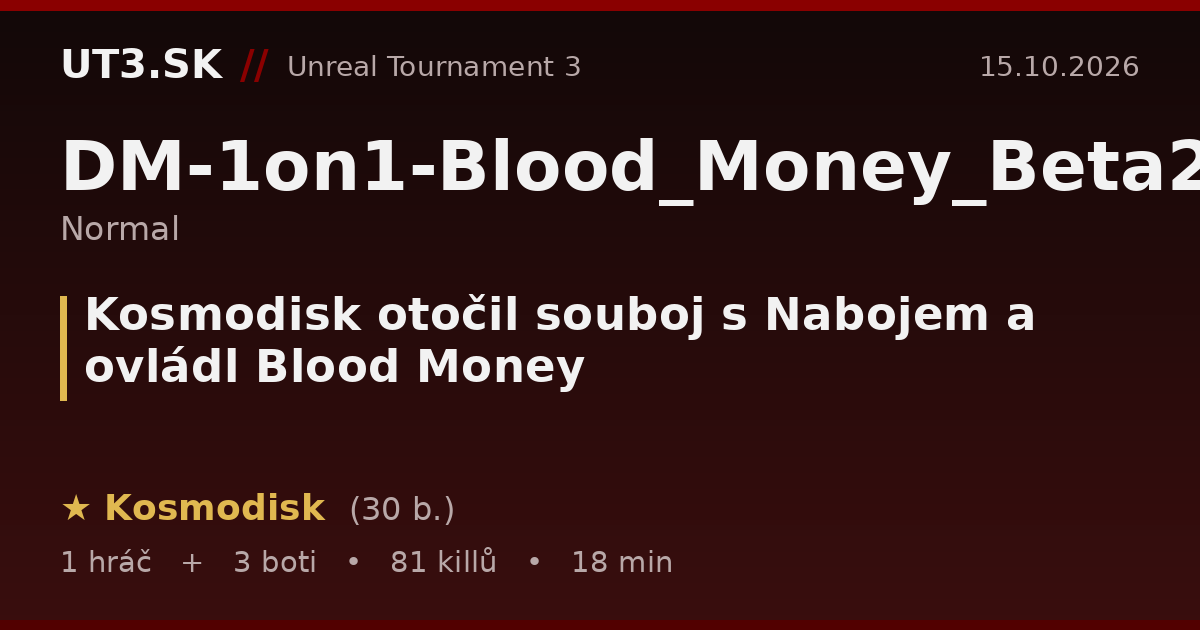 Kosmodisk otočil souboj s Nabojem a ovládl Blood Money