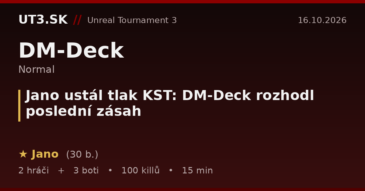 Jano ustál tlak KST: DM-Deck rozhodl poslední zásah