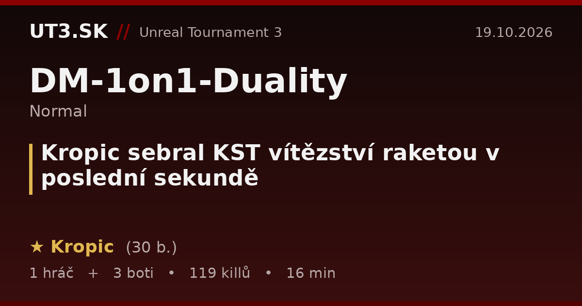 Kropic sebral KST vítězství raketou v poslední sekundě