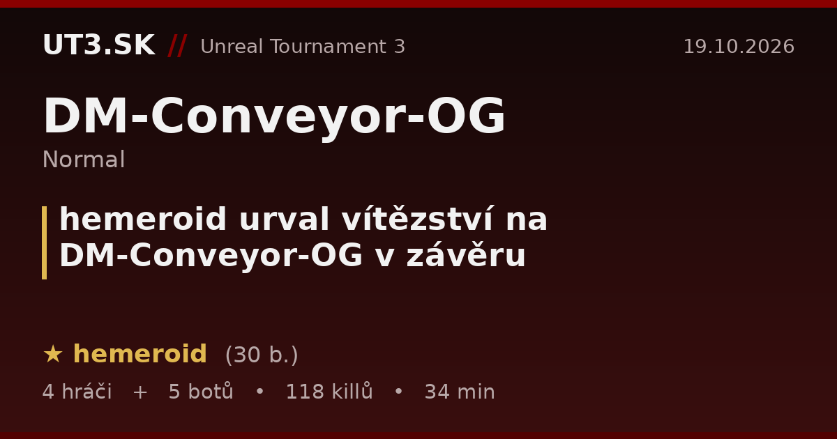 hemeroid urval vítězství na DM-Conveyor-OG v závěru