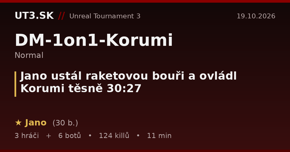 Jano ustál raketovou bouři a ovládl Korumi těsně 30:27