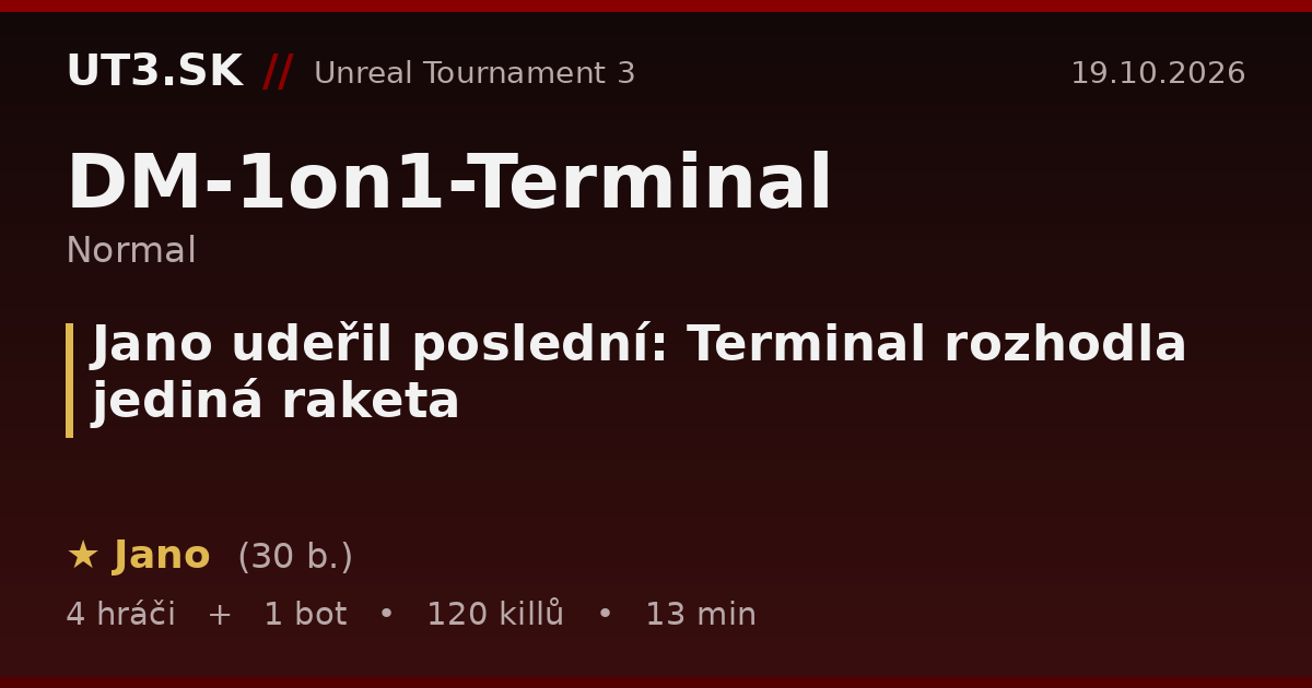 Jano udeřil poslední: Terminal rozhodla jediná raketa