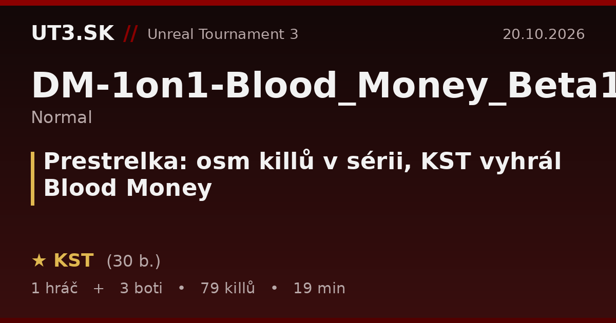 Prestrelka: osm killů v sérii, KST vyhrál Blood Money