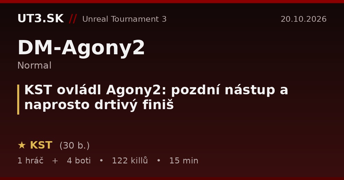 KST ovládl Agony2: pozdní nástup a naprosto drtivý finiš