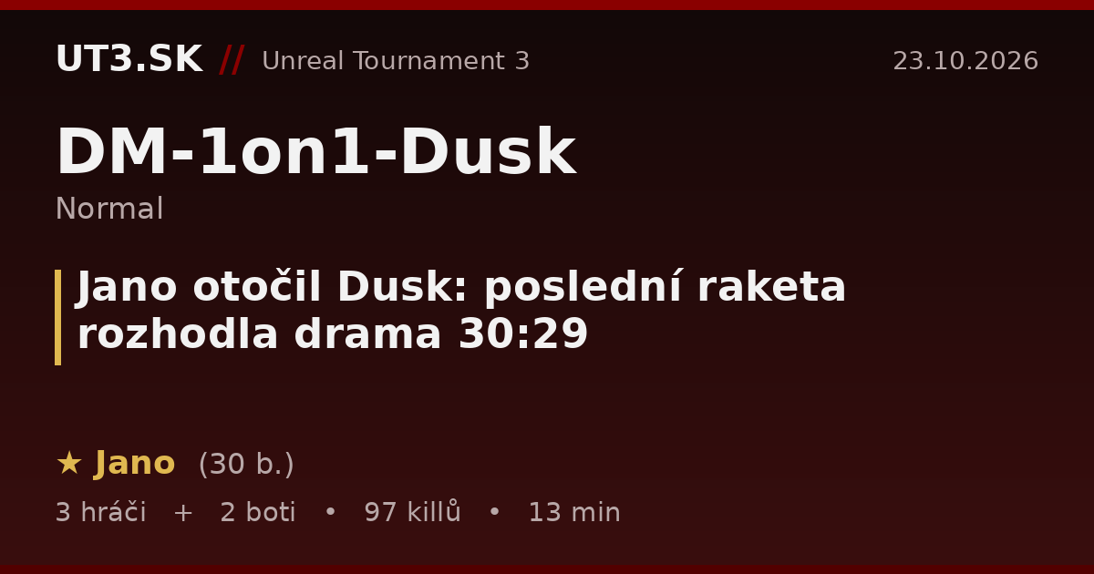 Jano otočil Dusk: poslední raketa rozhodla drama 30:29