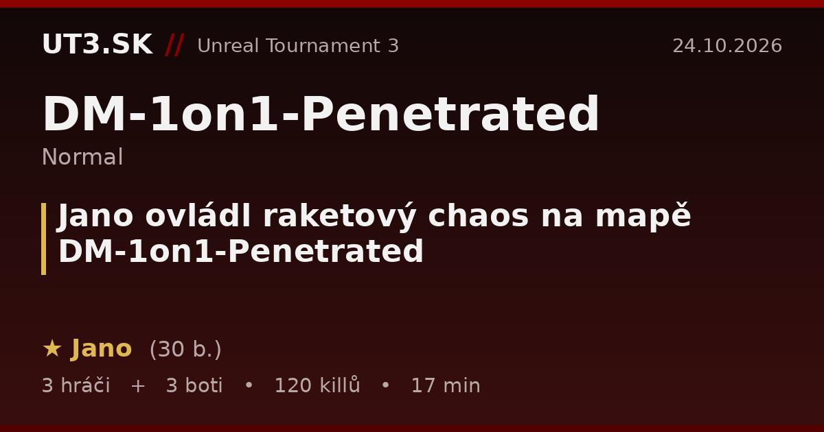 Jano ovládl raketový chaos na mapě DM-1on1-Penetrated