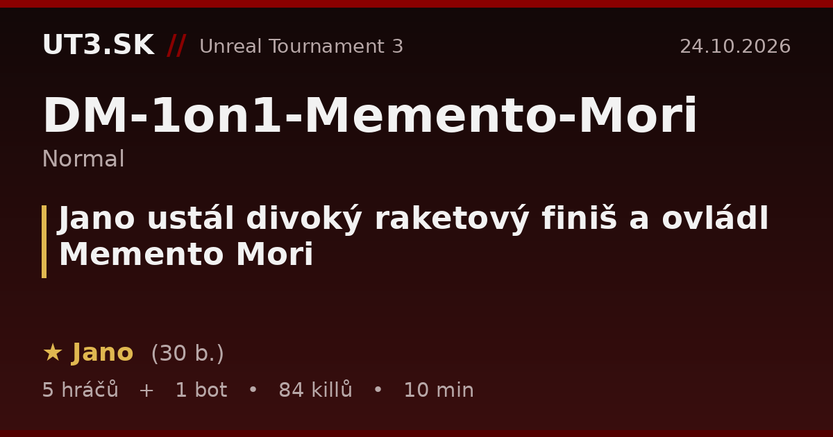Jano ustál divoký raketový finiš a ovládl Memento Mori