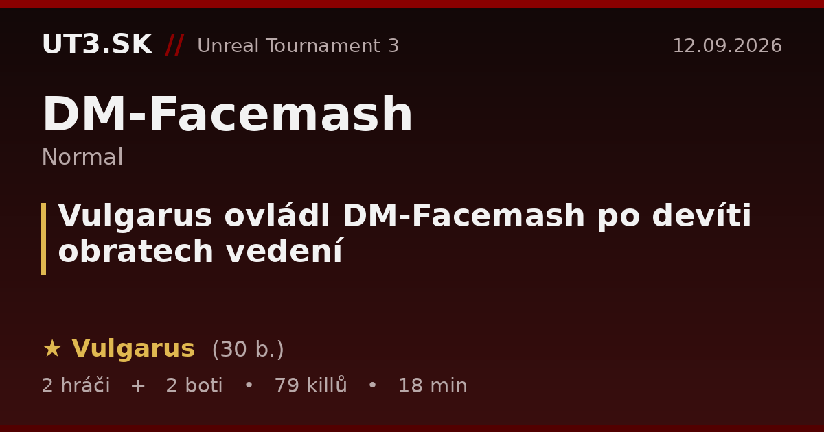 Vulgarus ovládl DM-Facemash po devíti obratech vedení