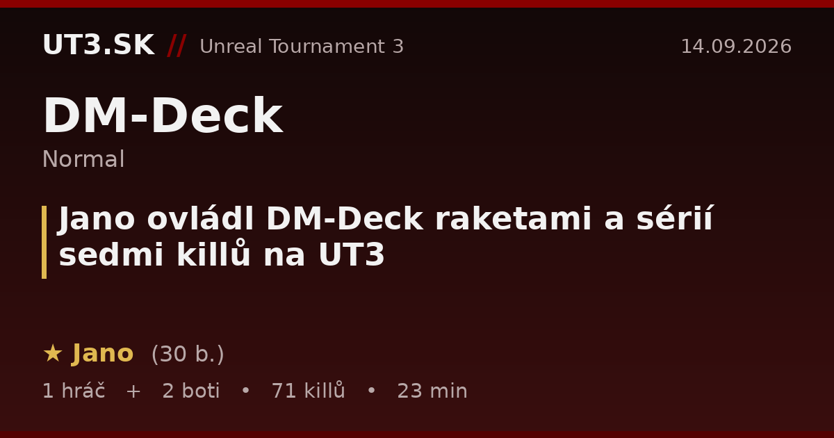 Jano ovládl DM-Deck raketami a sérií sedmi killů na UT3