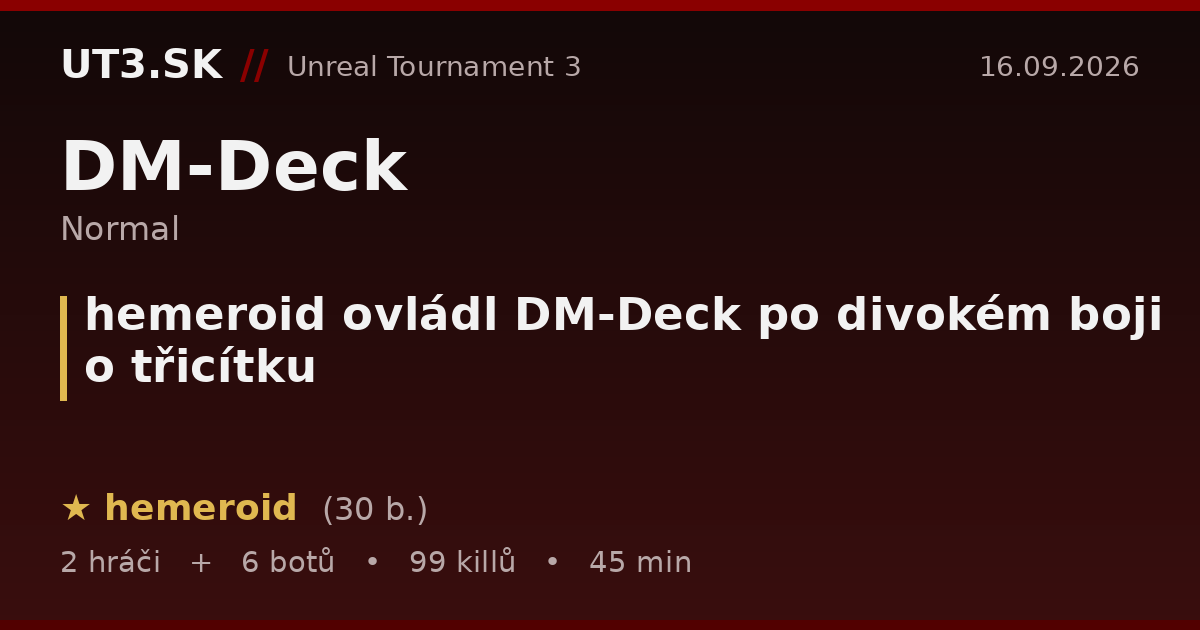 hemeroid ovládl DM-Deck po divokém boji o třicítku