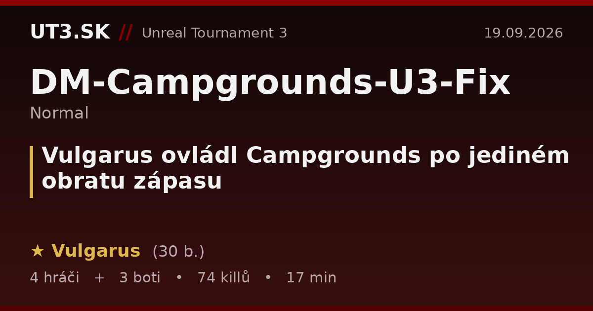 Vulgarus ovládl Campgrounds po jediném obratu zápasu