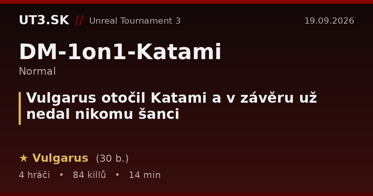 Vulgarus otočil Katami a v závěru už nedal nikomu šanci