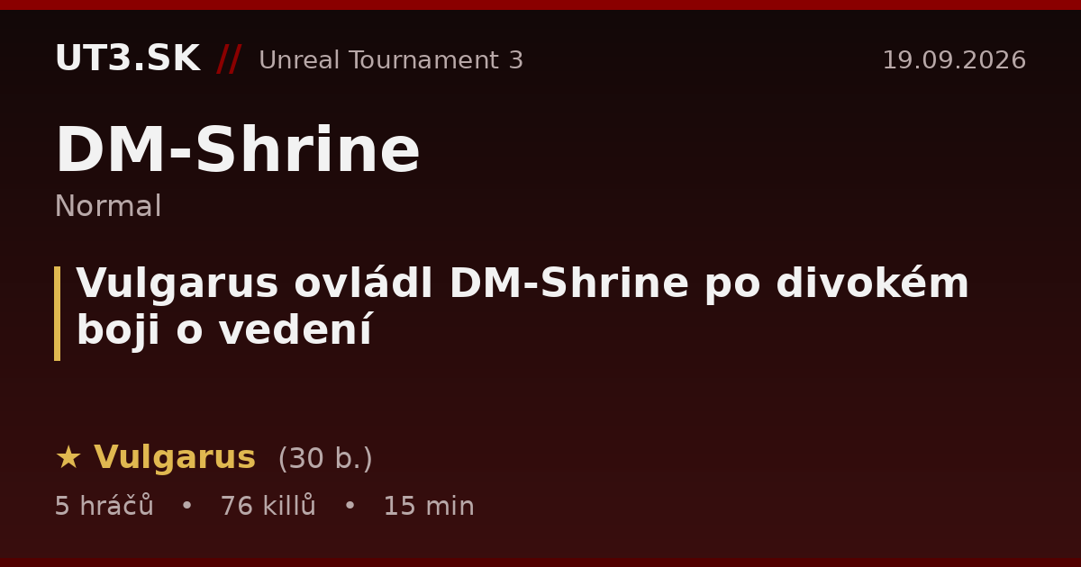 Vulgarus ovládl DM-Shrine po divokém boji o vedení
