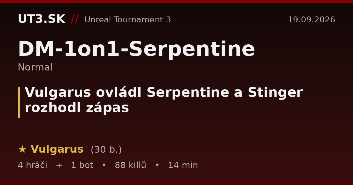 Vulgarus ovládl Serpentine a Stinger rozhodl zápas