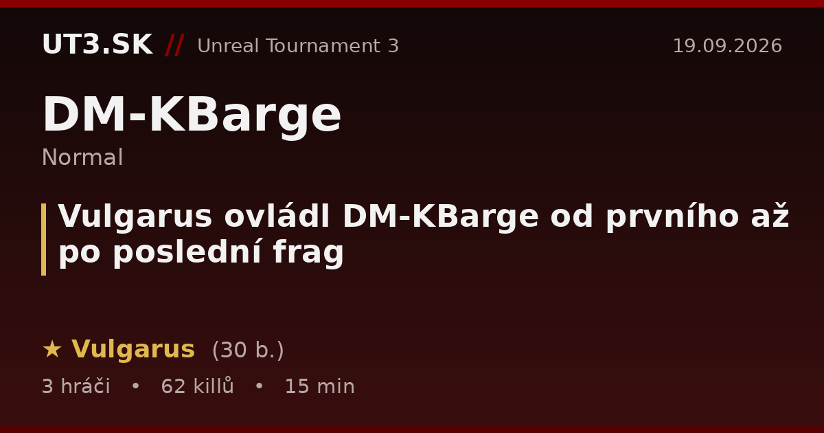 Vulgarus ovládl DM-KBarge od prvního až po poslední frag