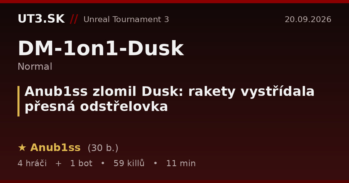 Anub1ss zlomil Dusk: rakety vystřídala přesná odstřelovka