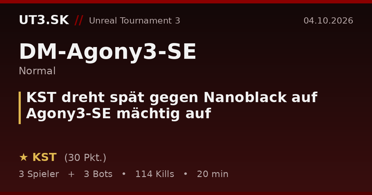 KST dreht spät gegen Nanoblack auf Agony3-SE mächtig auf