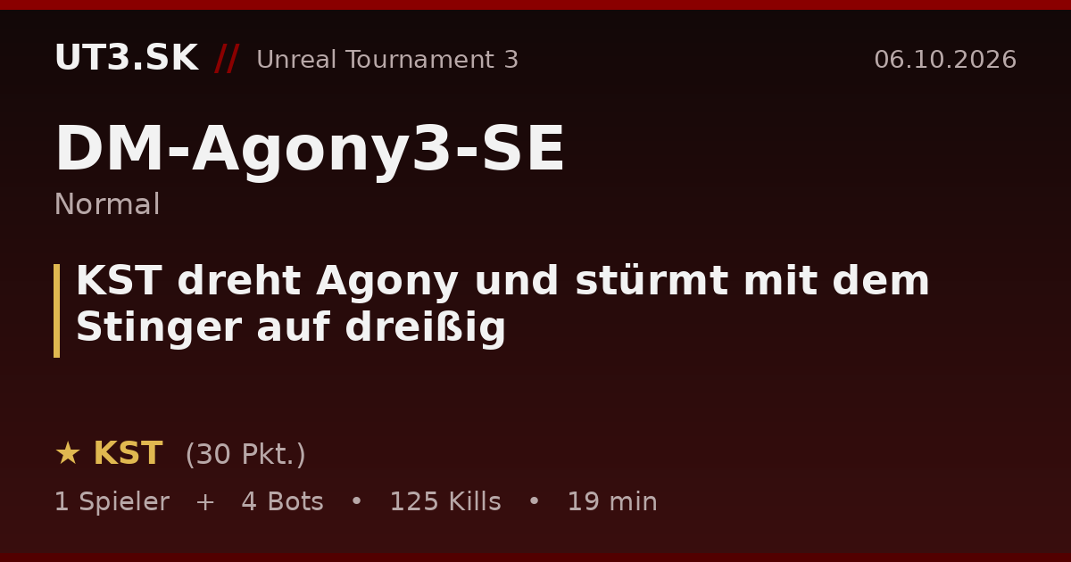 KST dreht Agony und stürmt mit dem Stinger auf dreißig