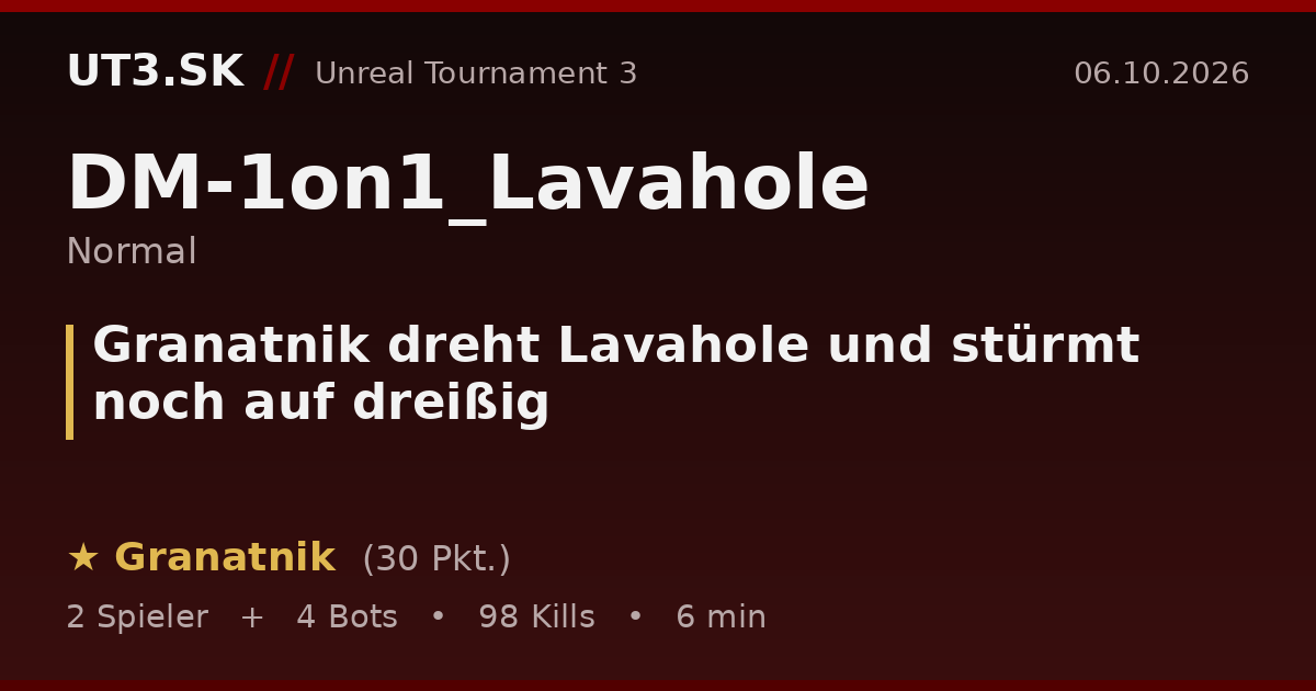 Granatnik dreht Lavahole und stürmt noch auf dreißig