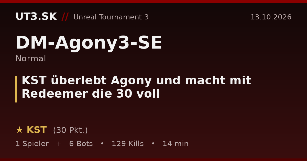 KST überlebt Agony und macht mit Redeemer die 30 voll
