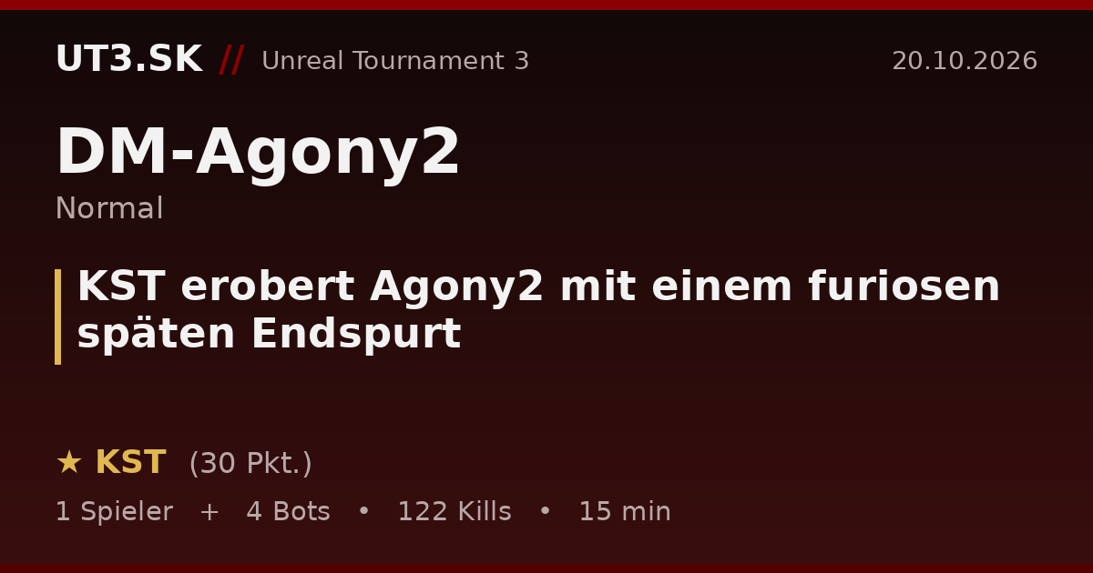 KST erobert Agony2 mit einem furiosen späten Endspurt