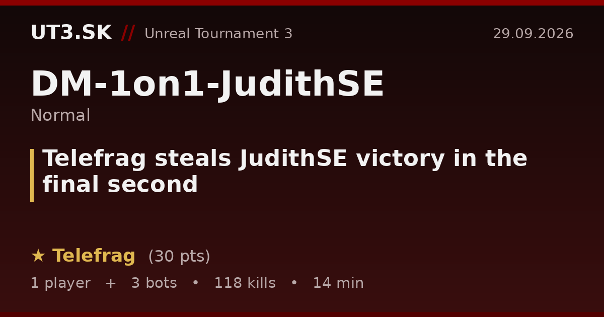 Telefrag steals JudithSE victory in the final second