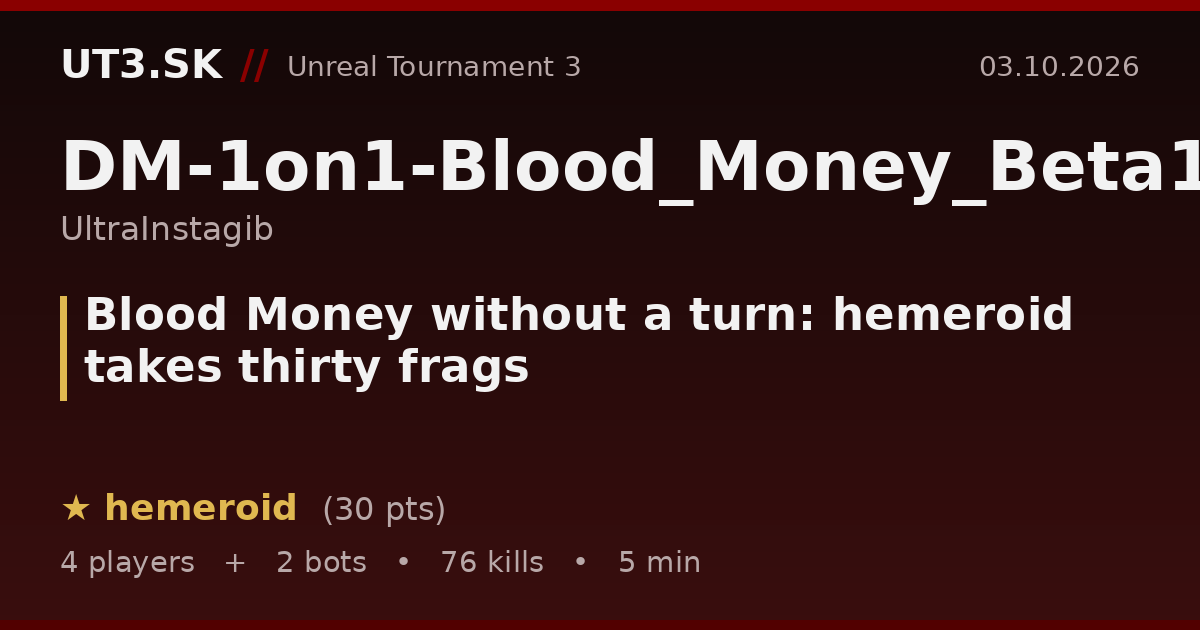 Blood Money without a turn: hemeroid takes thirty frags