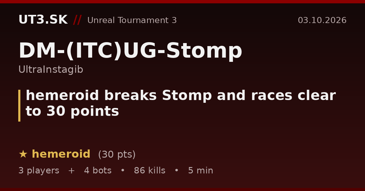 hemeroid breaks Stomp and races clear to 30 points