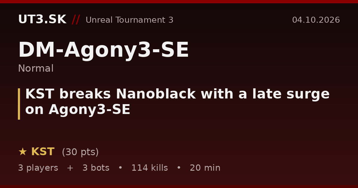 KST breaks Nanoblack with a late surge on Agony3-SE