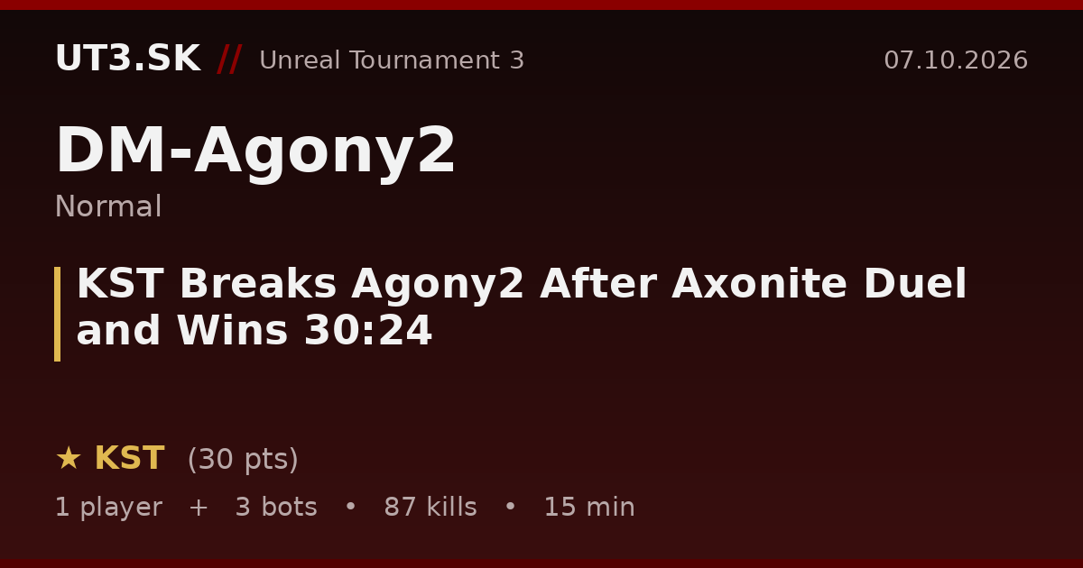 KST Breaks Agony2 After Axonite Duel and Wins 30:24