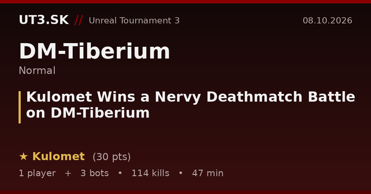 Kulomet Wins a Nervy Deathmatch Battle on DM-Tiberium