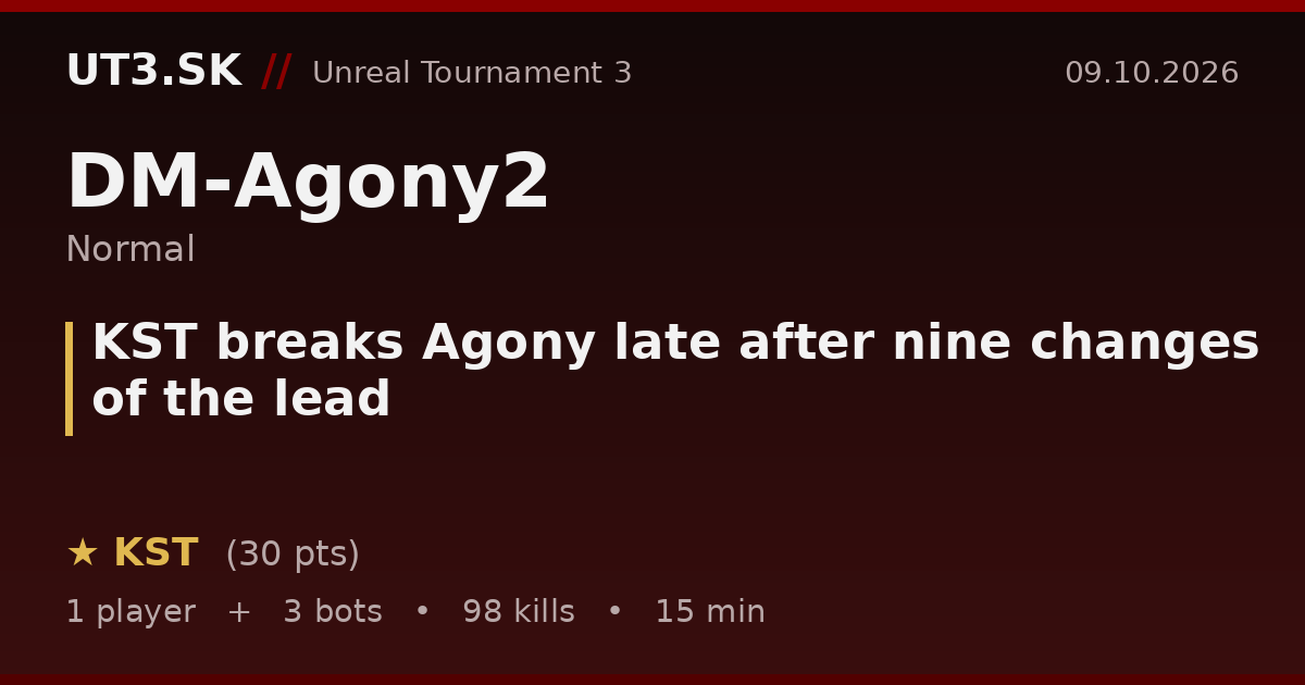 KST breaks Agony late after nine changes of the lead