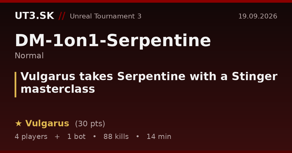 Vulgarus takes Serpentine with a Stinger masterclass