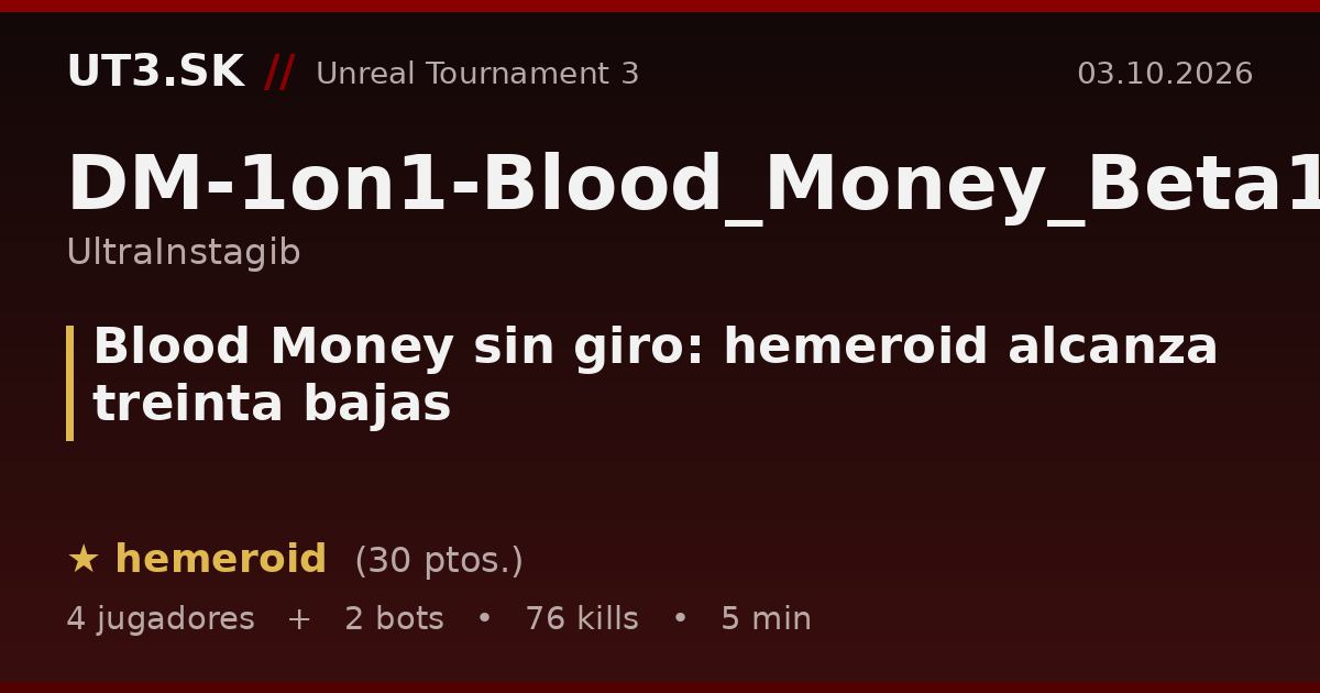 Blood Money sin giro: hemeroid alcanza treinta bajas