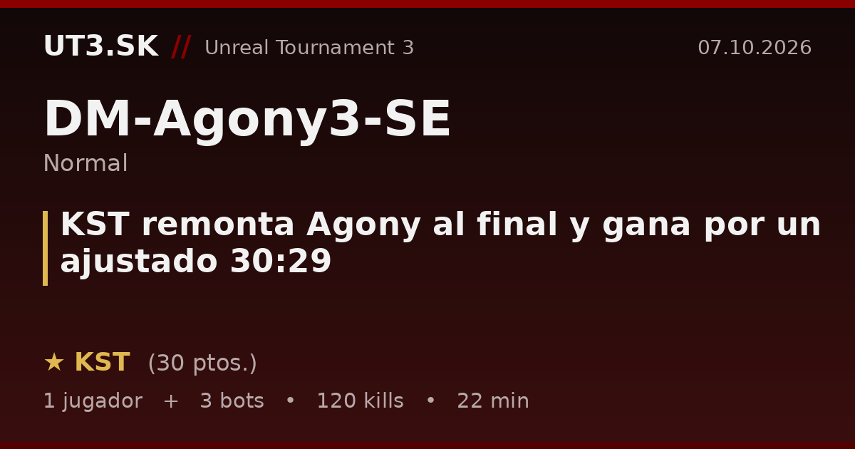 KST remonta Agony al final y gana por un ajustado 30:29